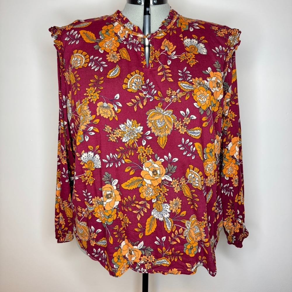 Floral Burgundy Blouse